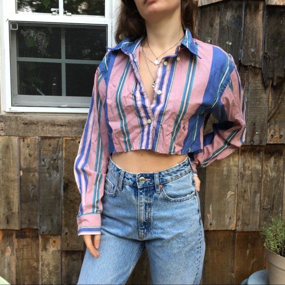 Lauren Ralph Lauren Pink Cropped Button Down - Picture 2 of 8